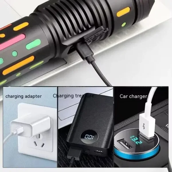 COBA Rechargeable Flashlight Colourful (Big Size) - Image 3