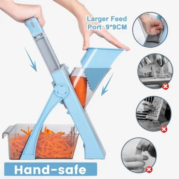 SUPMAKIN Upgrade Safe Mandoline Slicer Plus Kitchen Chopper Blue 2024 - Image 3