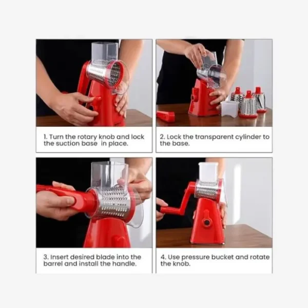 Drum Cutter Stainless Steel Slicer Grater Shredder with Suction Base Dishwasher - Image 6