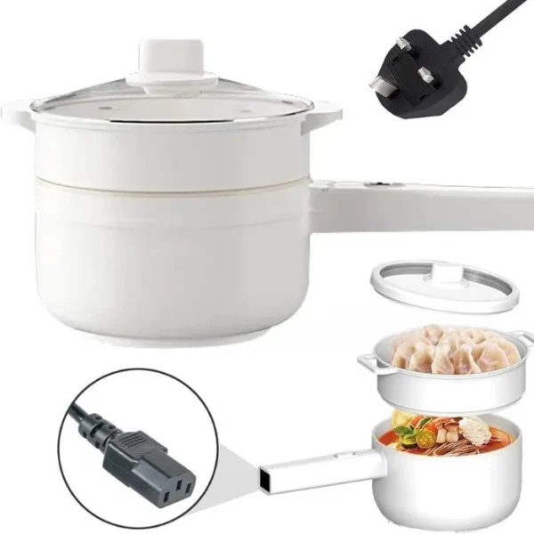 EOGILY 2L Electric Hot Pot with Steamer & Temperature Control-Non-Stick Electric Cooker